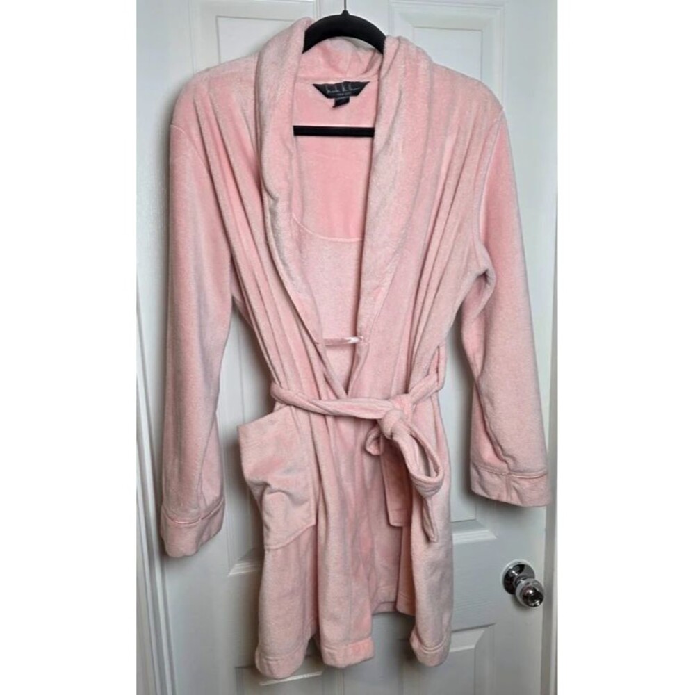 Nicole Miller New York Pink Plush Fleece Robe Size M